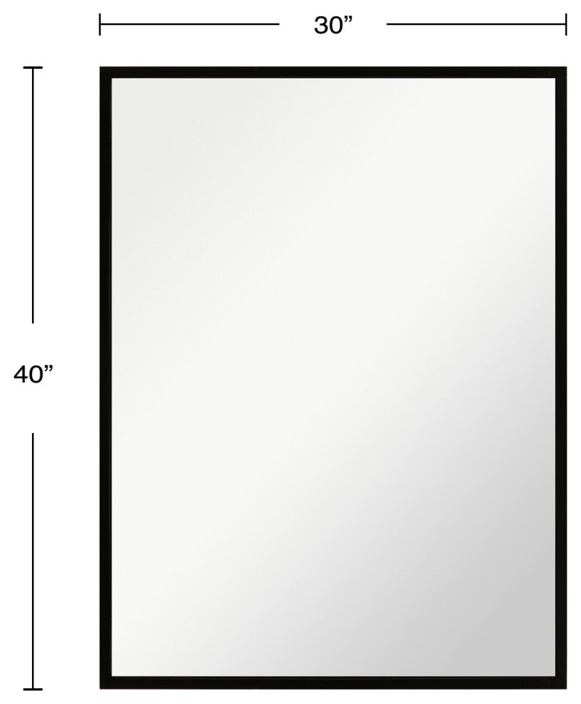 Black Aluminum Narrow Framed Mirror, 30x40