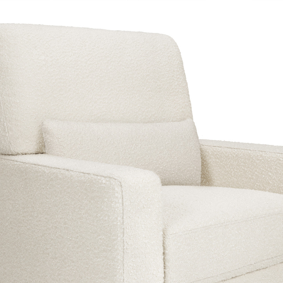 Crawford Pillowback Comfort Swivel Glider, Boucle with Tassel Fringe, Ivory