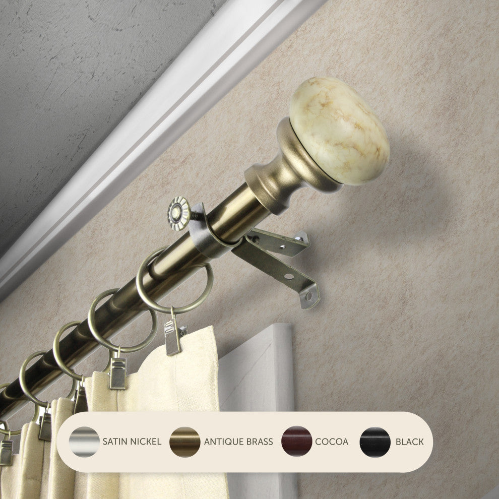 Creola 13/16" Curtain Rod, Antique Brass, 66-120"