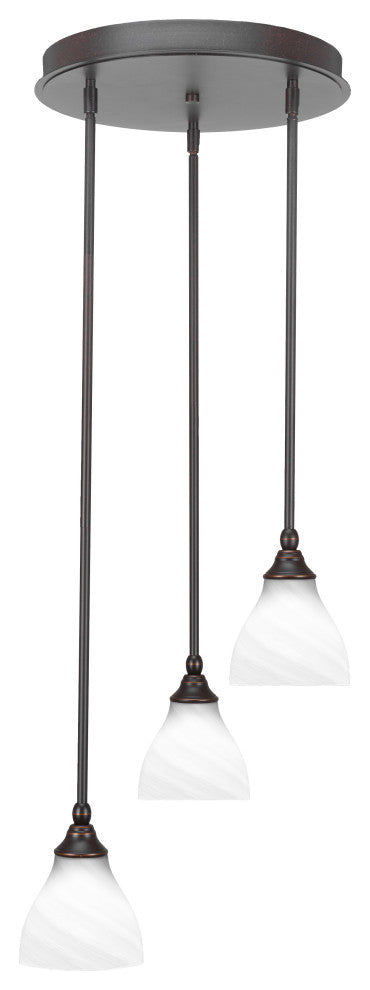 Empire 3-Light Cluster Pendalier, Dark Granite/White Marble
