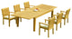 7-Piece Outdoor Teak Dining Set: 122" Rectangle Table, 6 Lev Stacking Arm Chairs