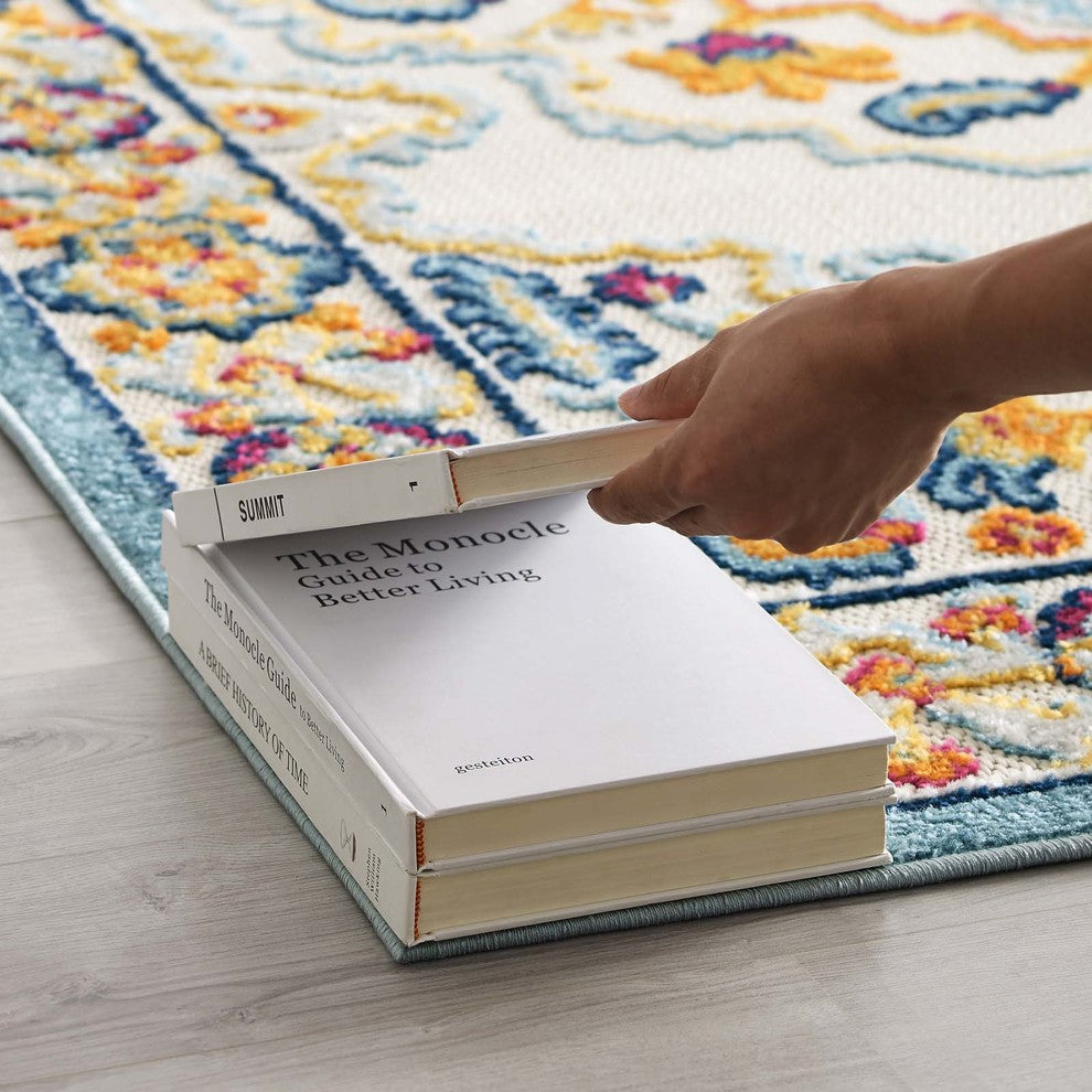 Vintage Floral Persian Medallion 8x10 Indoor and Outdoor Area Rug