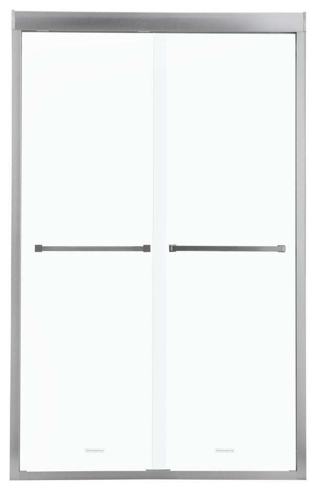 48" W x 76" H Semi-Frameless Double Sliding Shower Door, Brushed Nickel