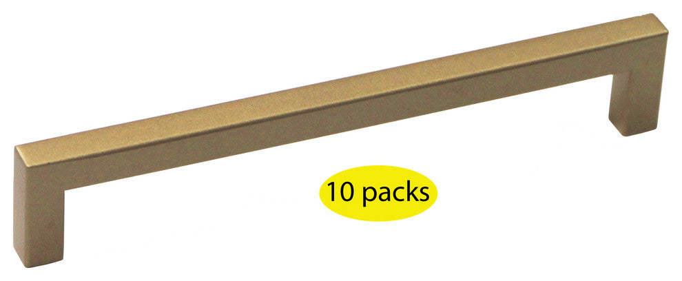 6-3/4" Shaker Style Stainless Steel Door Pulls in Apple Gold--10 packs
