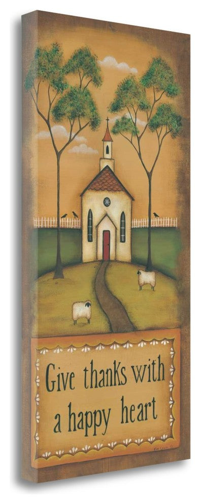 "Give Thanks With A Happy Heart" By Kim Lewis, Giclee on Gallery Wrap Canvas