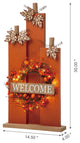 30"H Fall Lighted Wooden Pumpkin Decor WithWreath