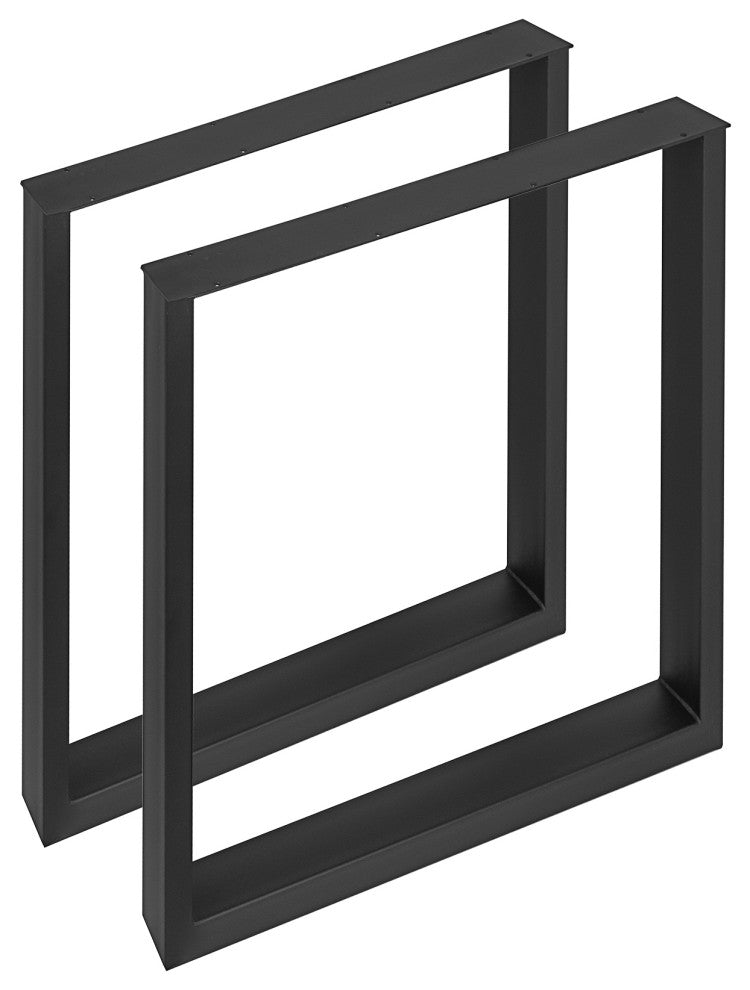 Vevor Set of 2 Steel Table Legs Black Square Table Legs, 28" H X 27" W