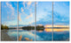 "Exotic Sunrise On River Autumn" Oversized Beach Wall Art, 4 Panels, 48"x28"