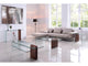 BUONO Walnut Veneer With 1/2 Clear Glass End Table by Casabianca Home