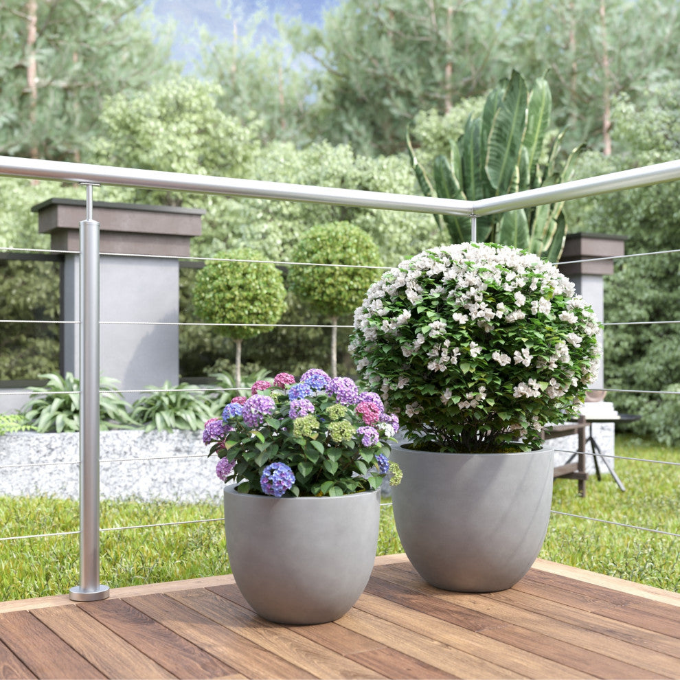 DTY Signature Mount Belford 1-piece Fiberstone Planter, Gray, Large