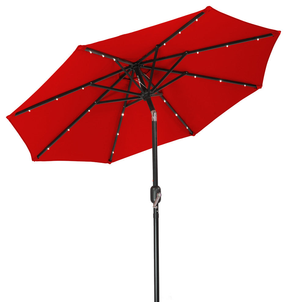 7'' Solar LED Patio Umbrella Red