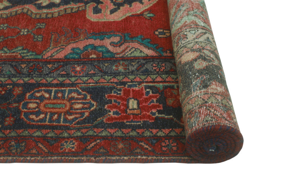 Fine Vintage Distressed Rabeha Rust/Charcoal Runner, 4'3 x 9'2