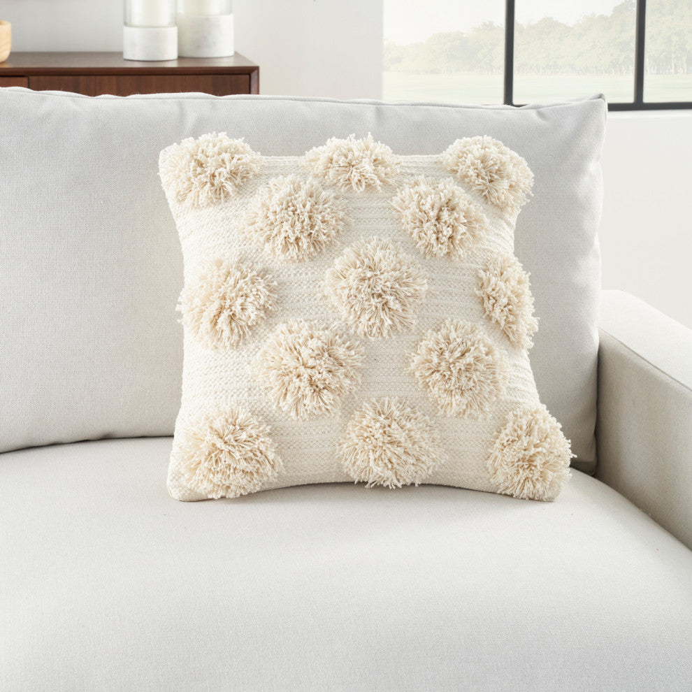 Mina Victory GC575 Throw Pillow, Ivory, 18"X18"