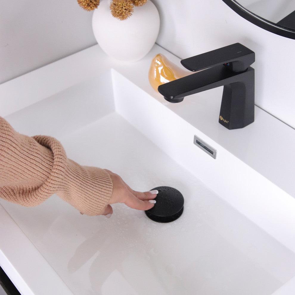 STYLISH Matte Black Pop-Up Bathroom Sink with Overflow