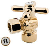 Kingston 1/2" IPS X 1/2" OD Angle Stop Cross Handle, Polished Brass