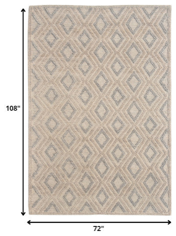 6"x9" Tan Gray Diamond Lattice Modern Area Rug
