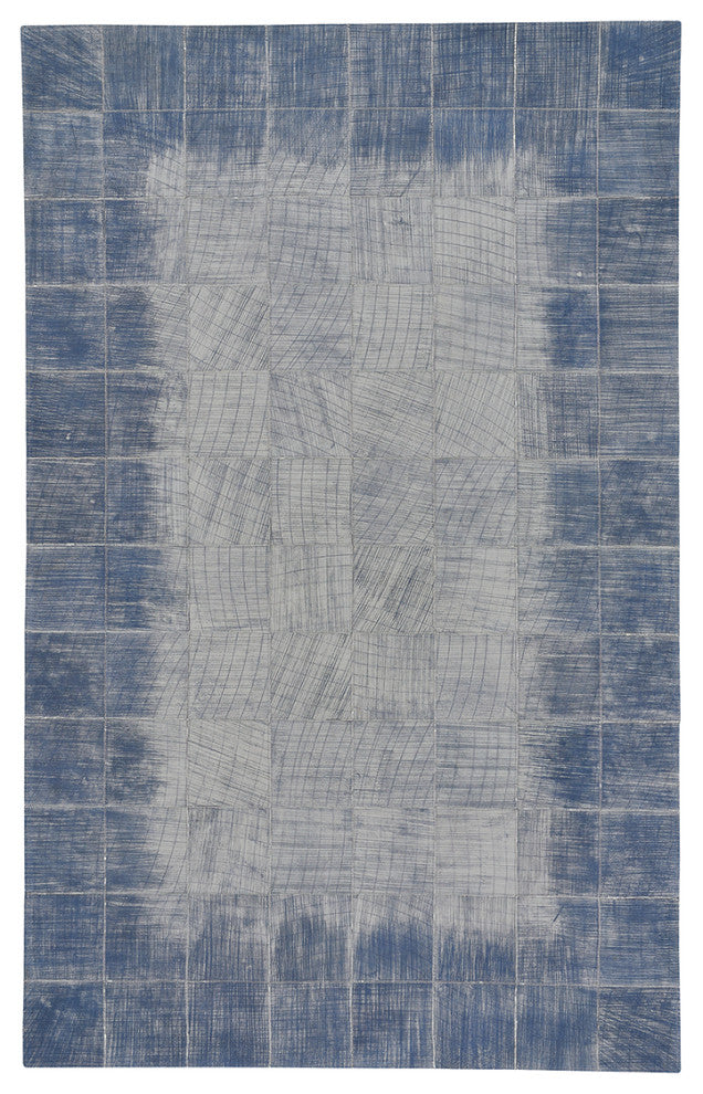 Capel Butte-Brushed Blocks Carolina Blue 3675_400 Flat Woven Rugs - 5' X 8' Rect