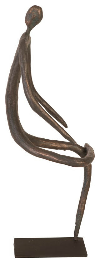 Abstract Figure on Metal Base, Bronze Finish, Leg Folded
