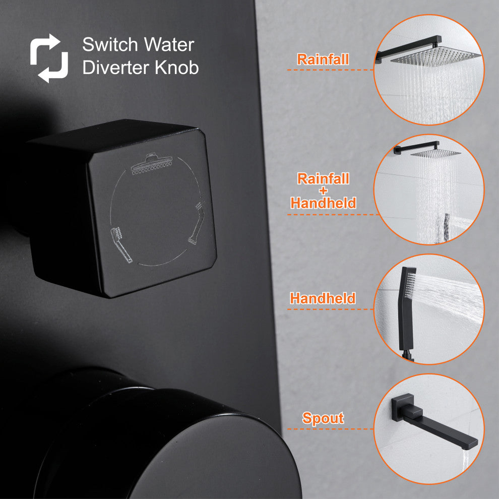 10" Shower System With Shower, Matte Black