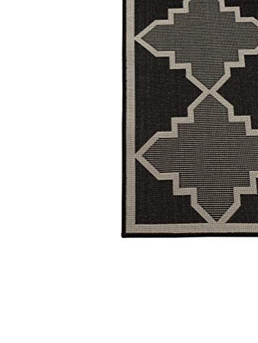 Outdoor Collection Trellis Diamond Rug Geometric Rug, Black, 7'10"x10'