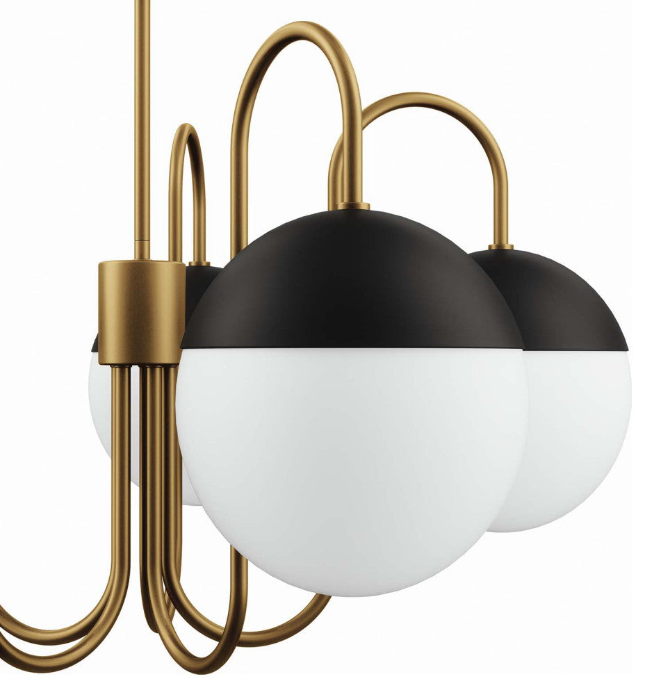 Stellar 5-Light Chandelier, Opal Satin Brass