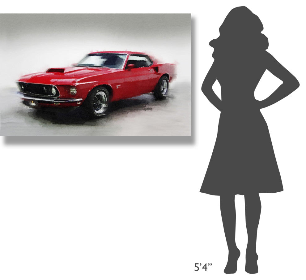 "1969 Ford Mustang Watercolor" Fine Art Print