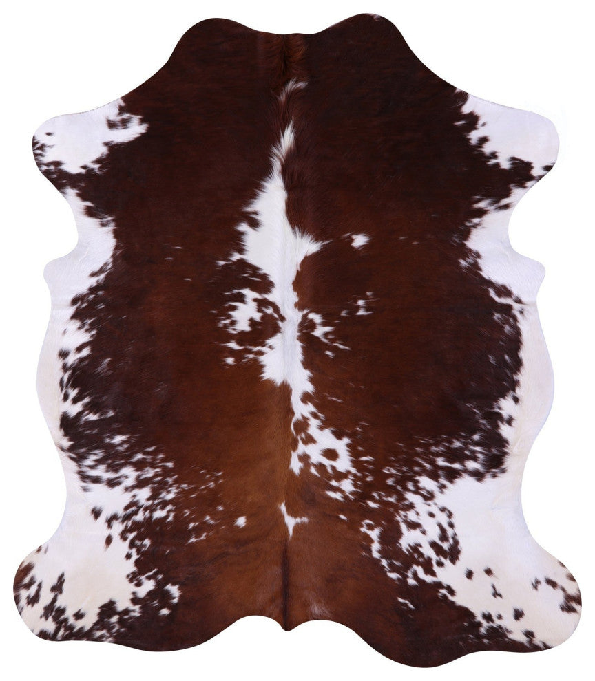 6' 9" X 5' 11" Brown and White Natural Cowhide Rug C2362