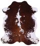 6' 9" X 5' 11" Brown and White Natural Cowhide Rug C2362