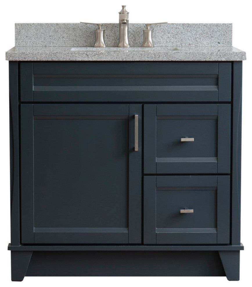 37" Single Sink Vanity, Dark Gray Finish With Gray Granite