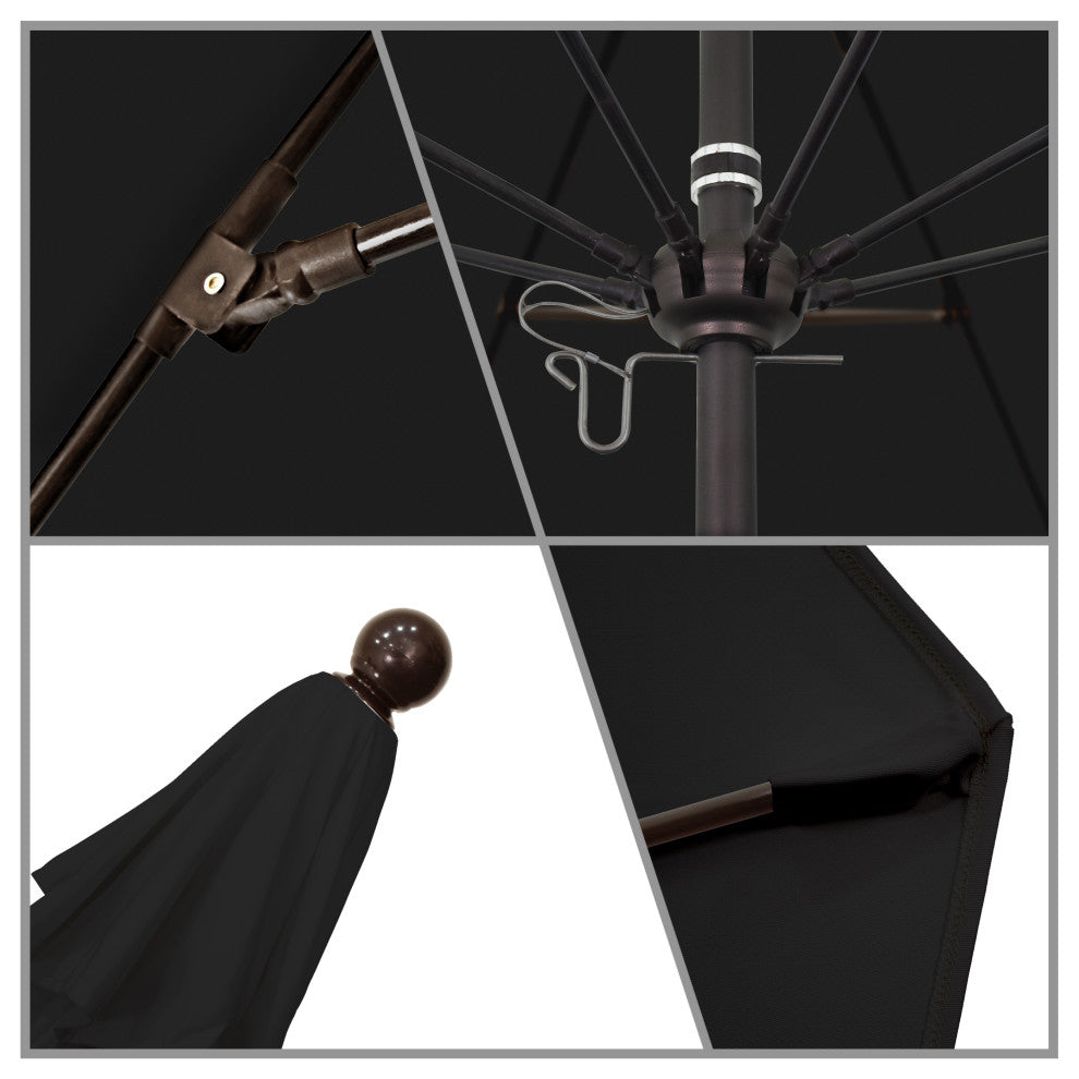 11' Fiberglass Umbrella Bronze, Olefin, Black, 11'