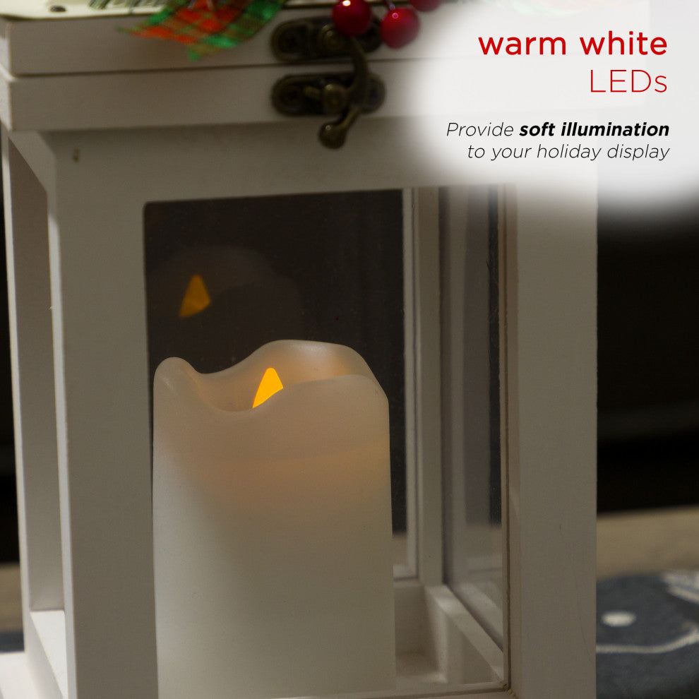 White Christmas Lantern with LED Candle