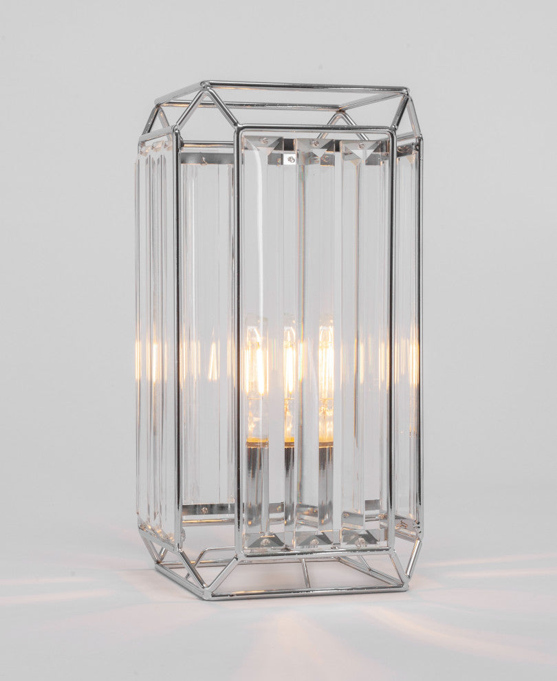 Genesis Accent Table Lamp Shown, Chrome Finish With 3 Watt LED Bulb
