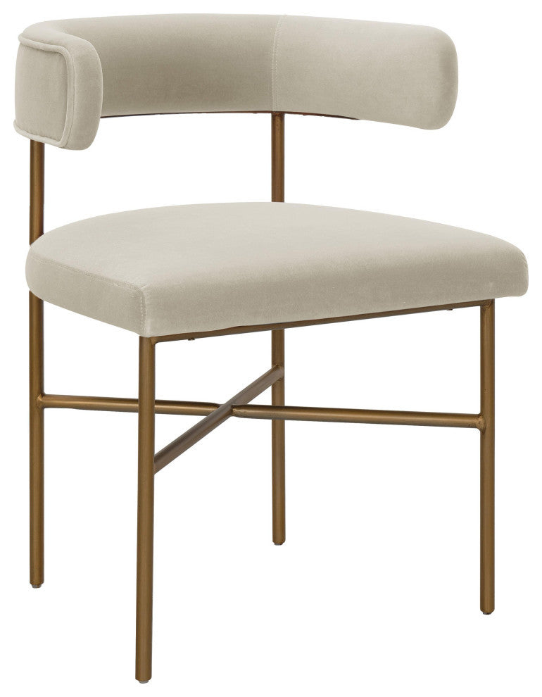 Kim Performance Velvet Chair in Cream - Cream