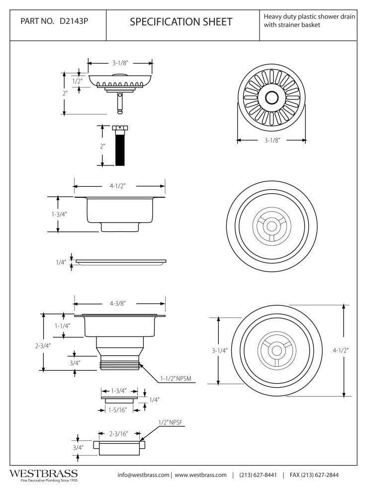 Push/Pull Style Large Kitchen Basket Strainer In Almond, White