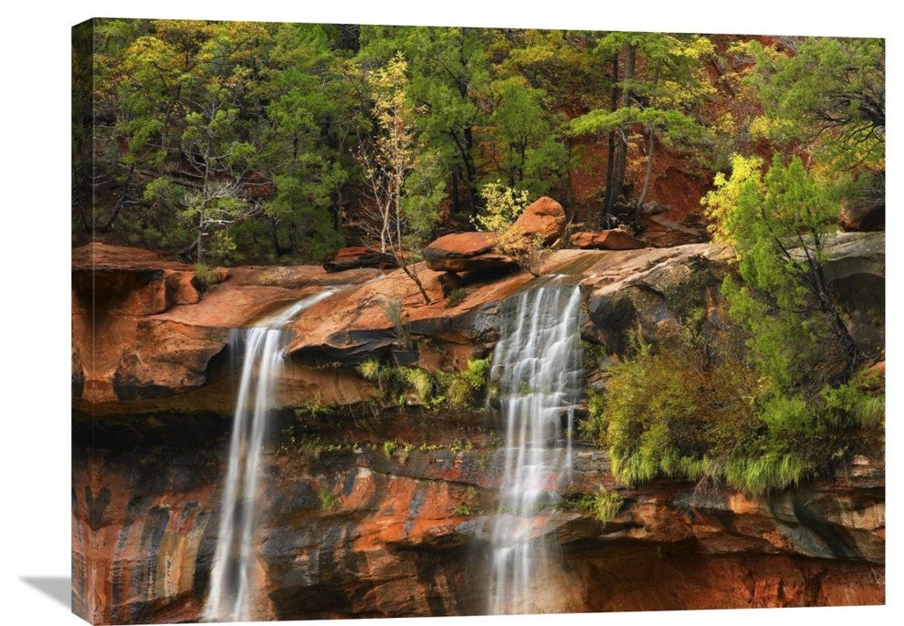 "Cascades Tumbling 110 Feet At Emerald Pools, Zion National Park, Utah" Artwork