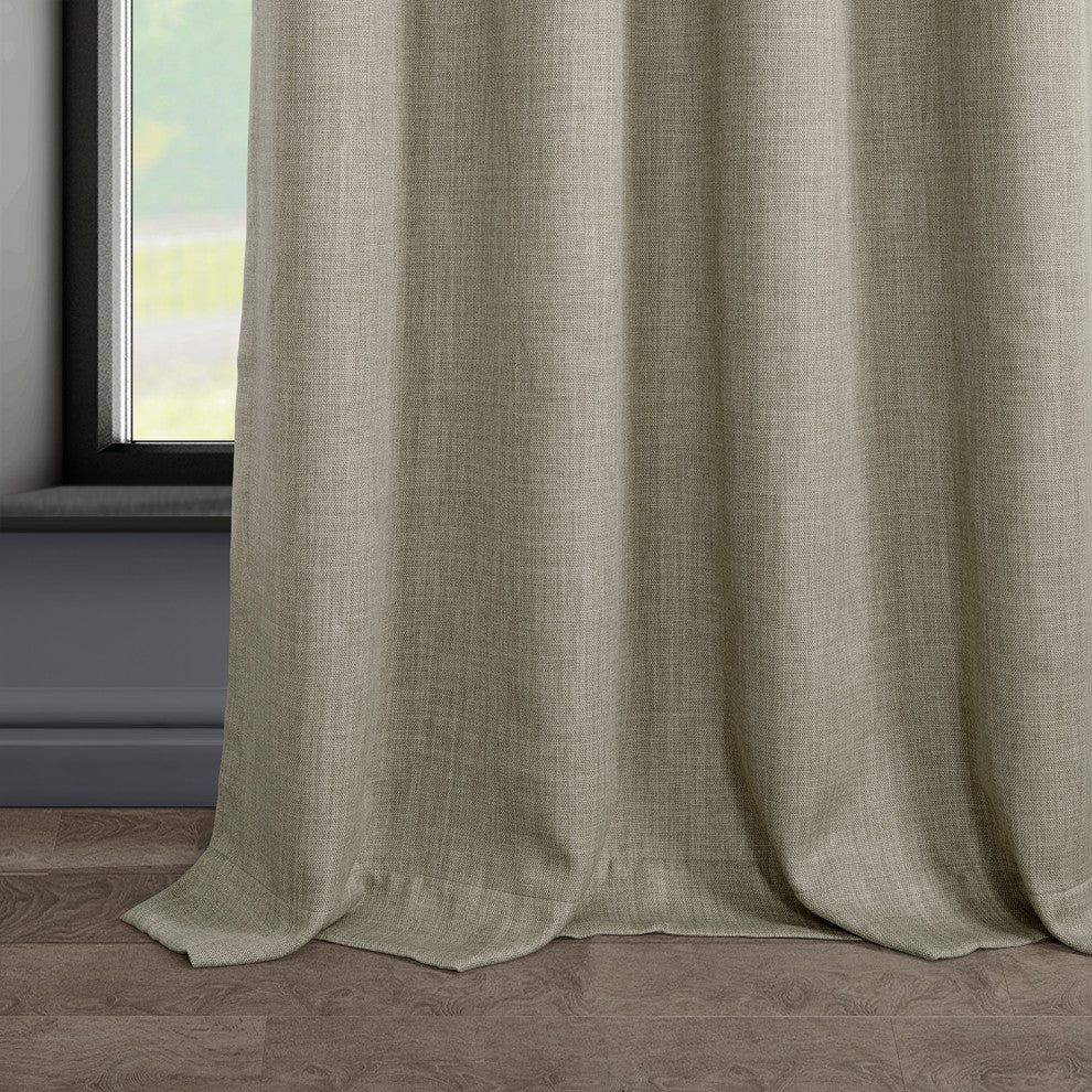 Faux Linen Grommet Room Darkening Curtain Single Panel, Oatmeal, 50"x84"