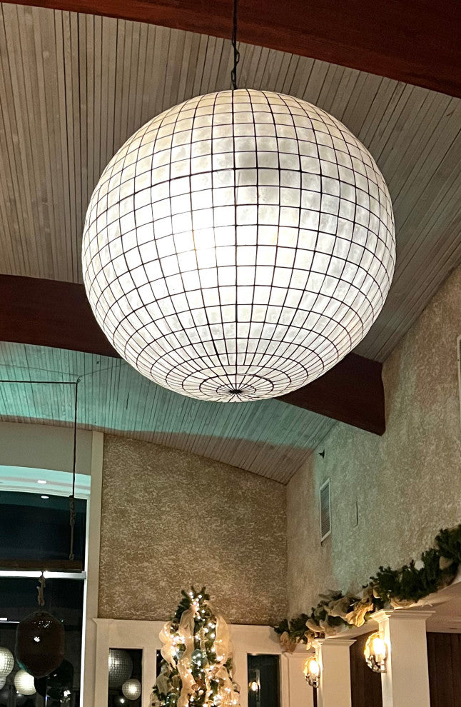Capiz Shell Globe Lantern 36