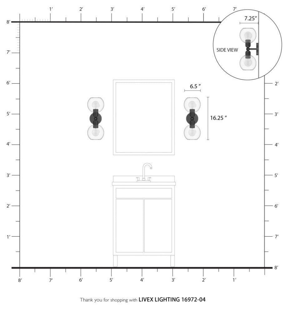 Downtown 2 Light Black With Brushed Nickel Accents Sphere Vanity Sconce
