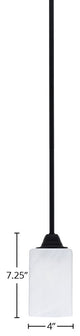 Paramount Mini Pendant, Matte Black, 4" White Marble Glass