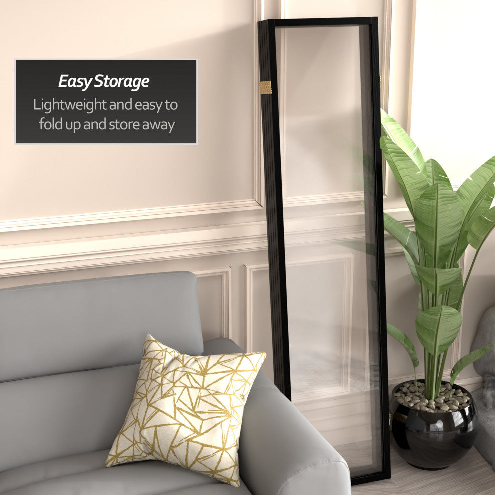 6' Tall Clear Screen Black, 5 Panel