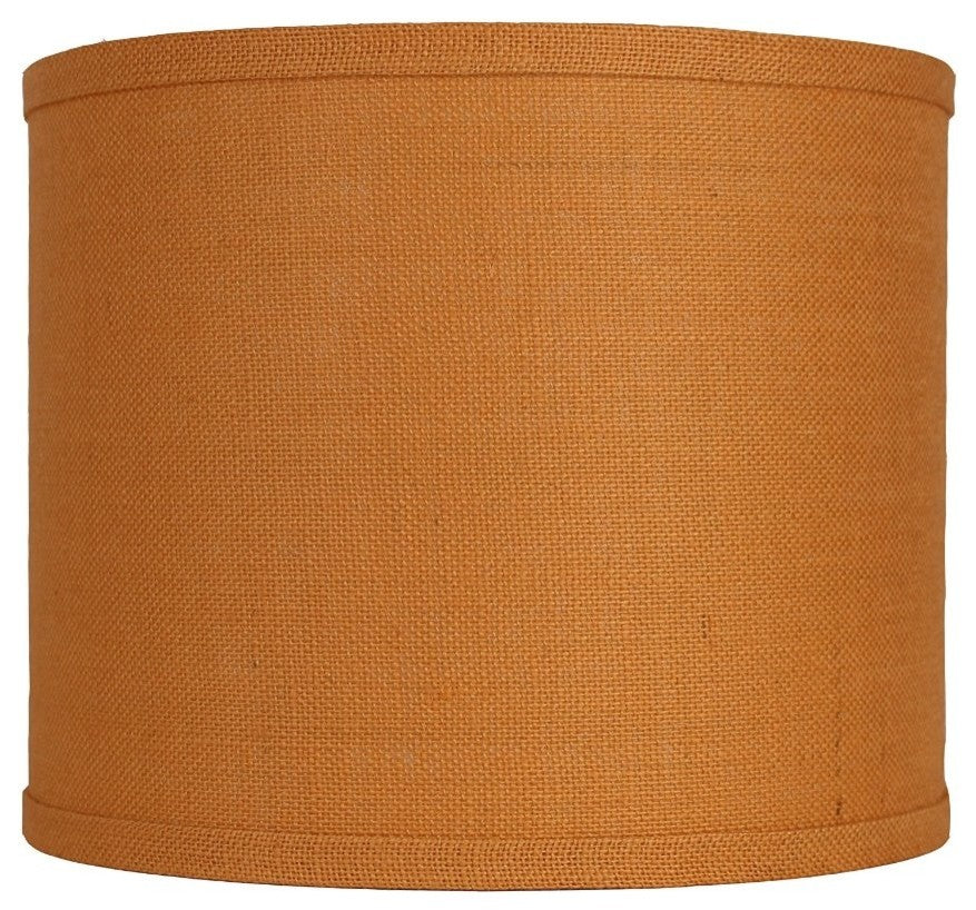 Classic Drum Burlap Lampshades, Tangerine, 12"