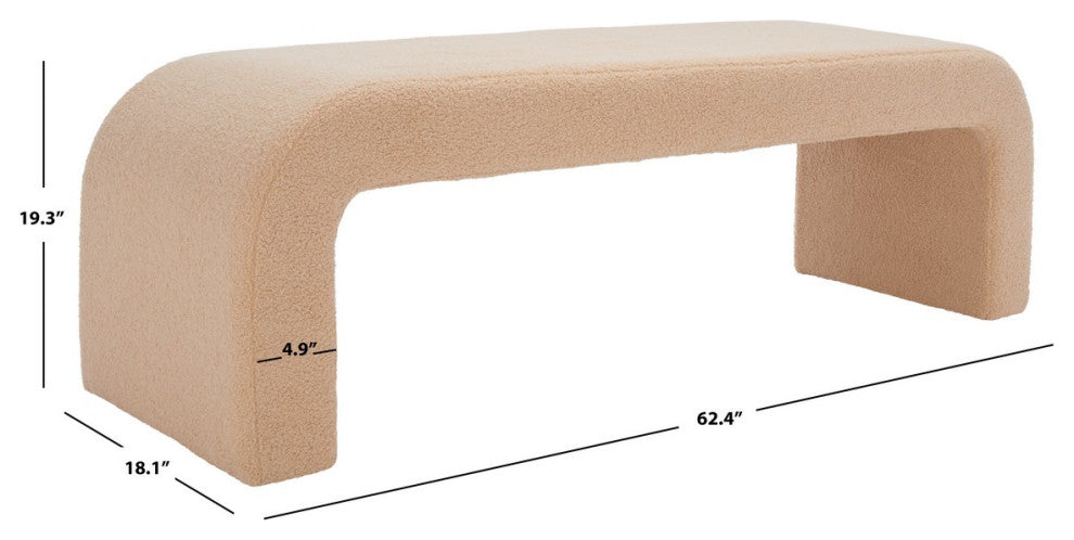 Safavieh Couture Caralynn Boucle Bench, Tan