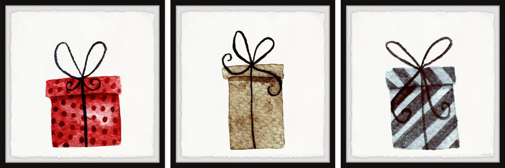 Christmas Presents Triptych, 3-Piece Set, 18x18