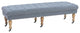Linon Isabelle Upholstered 62" Long Bench Wood Legs in Washed Blue Linen Fabric