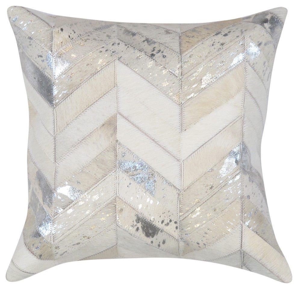 Safari Cowhide Silver/Ivory Decorative Pillow