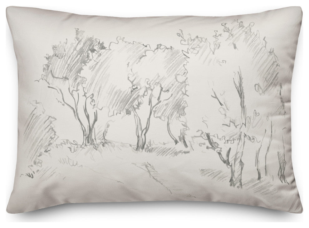 Tree Pencil Drawing 14x20 Spun Poly Pillow