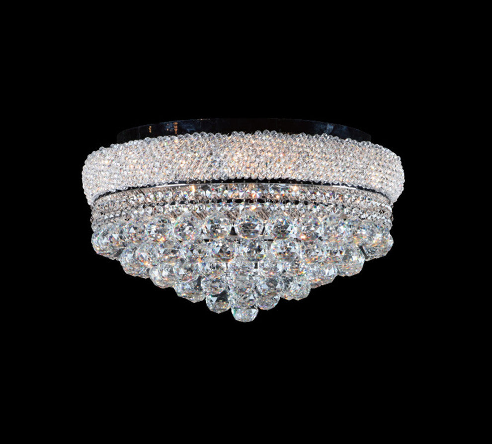 Clear Crytal Beaded, Chrome Frame, Crystal Ball Drop Flushmount.