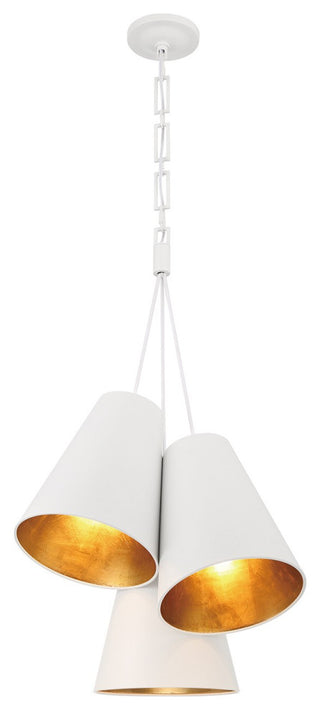 Alston 3-Light Pendant, Matte White/Antique Gold