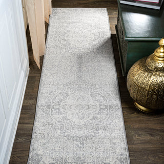Modern Persian Medallion Gray/Ivory 2'x10' Runner Rug