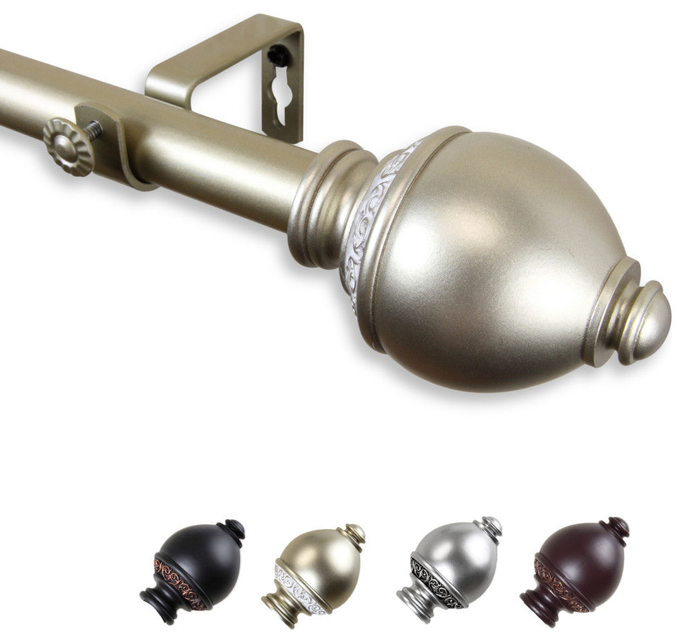 Anthea 1" Curtain Rod, Light Gold, 66-120"